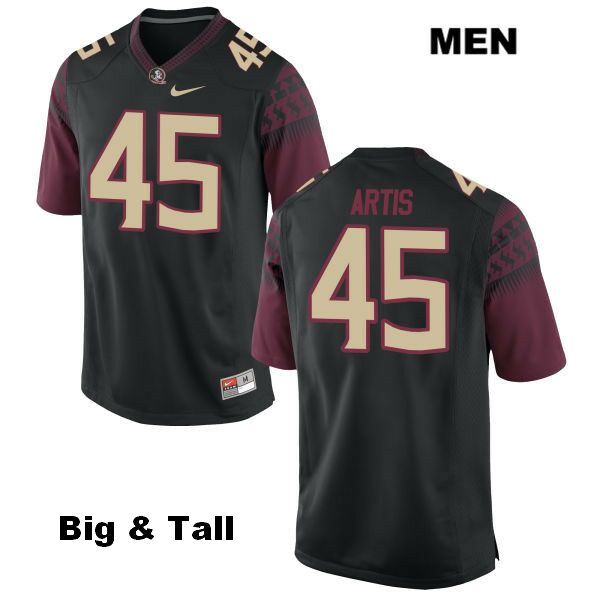 Men's NCAA Nike Florida State Seminoles #45 Demetrius Artis College Big & Tall Black Stitched Authentic Football Jersey UPP7069ZU